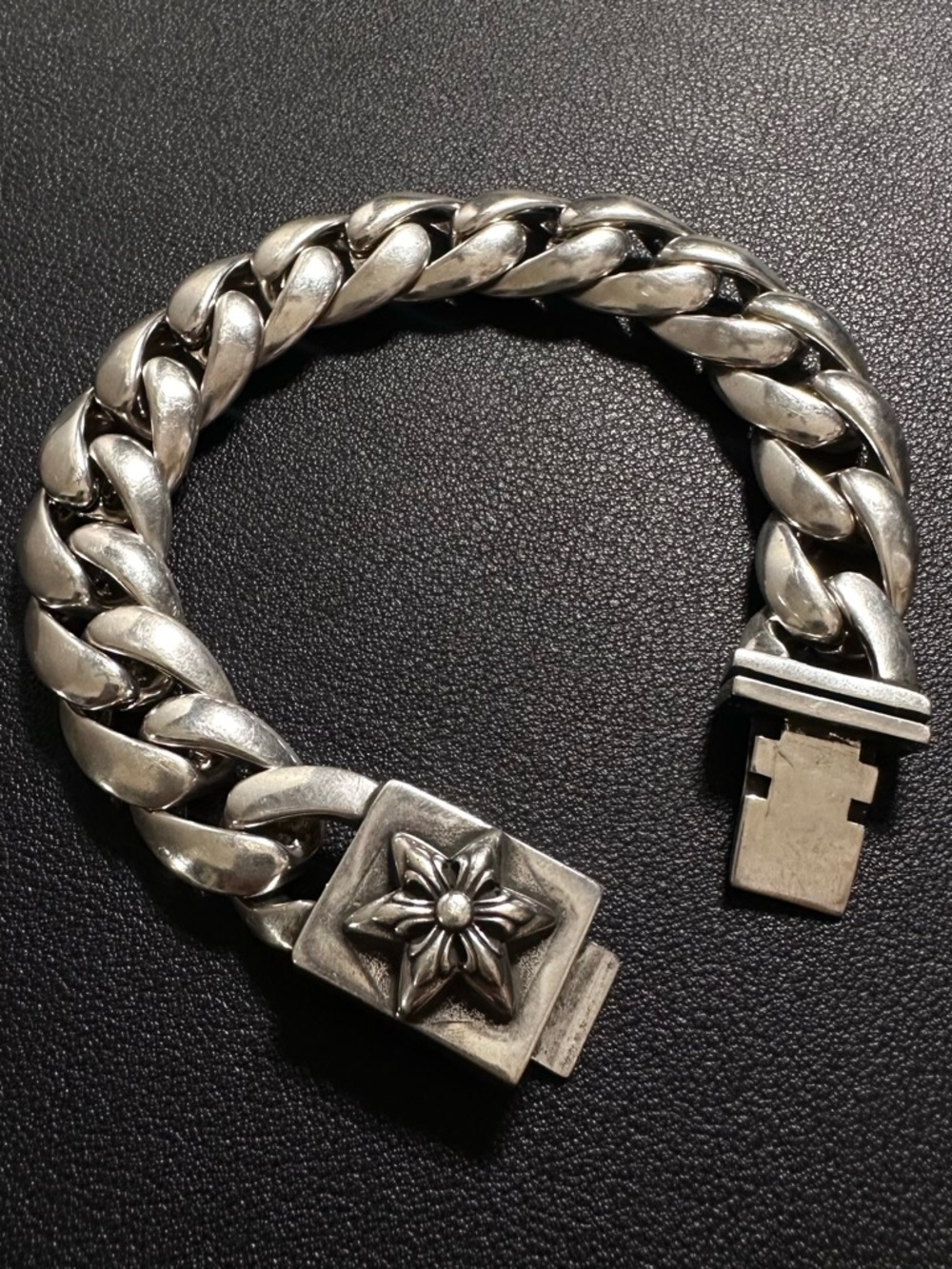 Chrome Hearts Cuban Link Star Box ID Bracelet 925 Sterling Silver 77.4g